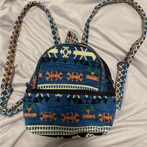 Aztec Patterned Blue Backpack